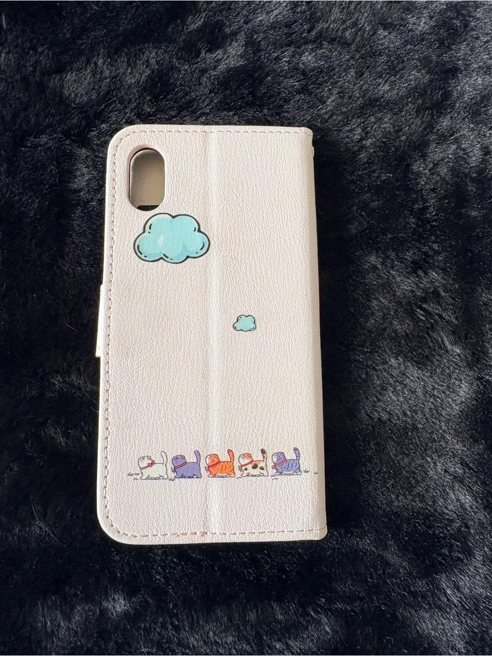Pastel Pink Cat Print Wallet Case / Faux Leather iPhone X/XS Cover